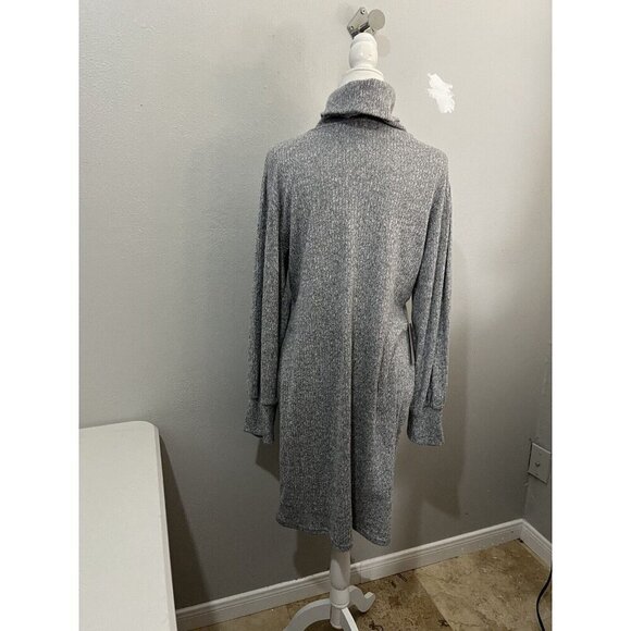 J For Justify Sweater Dress Cowl Neck Ribbed Puff Sleeve Gray Size XL - Picture 6 of 12